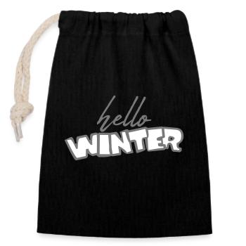 Bonjour l'hiver en disant - Sac cadeau en coton avec cordon (14 x 20 cm) - noir - Devant