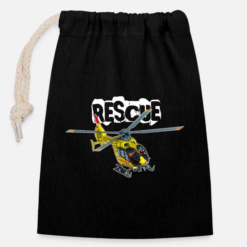 Helicopter rescue - Closable cotton gift bag (14x20cm) - black