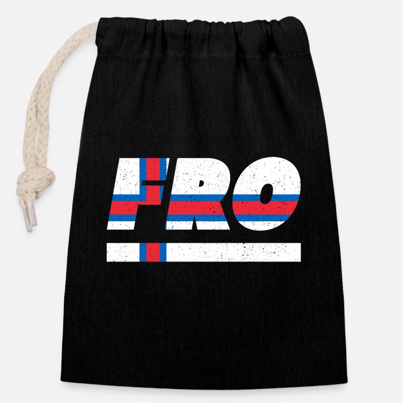 FRO Flag Flag Faroe Islands Scandinavia Gift Idea - Closable cotton gift bag (14x20cm) - black