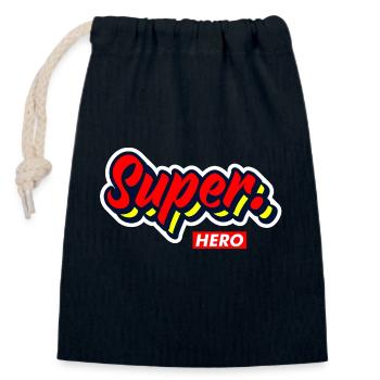 Super hero - Closable cotton gift bag (14x20cm) - navy - Front