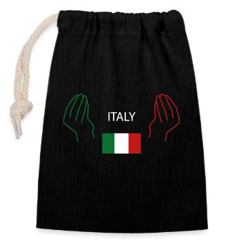 italy flag italy - Closable cotton gift bag (14x20cm) - black - Front