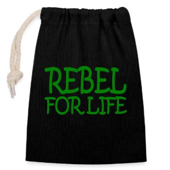 REBEL FOR LIFE - Closable cotton gift bag (14x20cm) - black - Front