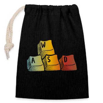 Jeux WASD - Sac cadeau en coton avec cordon (14 x 20 cm) - noir - Devant