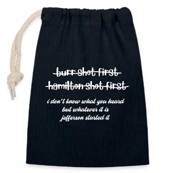 Burr a tiré le premier Hamilton a tiré le premier graphique - Sac cadeau en coton avec cordon (14 x 20 cm) - bleu marine - Devant