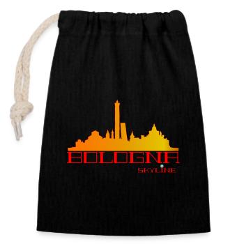 Bologna Skyline Orange Red - Closable cotton gift bag (14x20cm) - black - Front