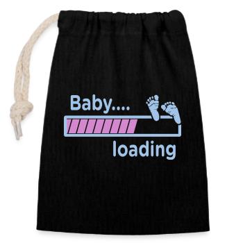 baby loading, Schwangerschaft - Verschließbarer Geschenkbeutel aus Baumwolle (14x20cm) - Schwarz - Vorne