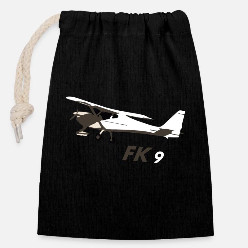 FK9 Aircraft Pilot Pilot Ultralight Aircraft UL - Closable cotton gift bag (14x20cm) - black