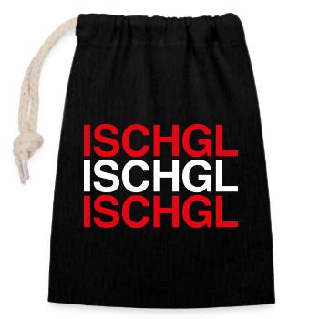ISCHGL Österreich Autriche Drapeau - Sac cadeau en coton avec cordon (14 x 20 cm) - noir - Devant