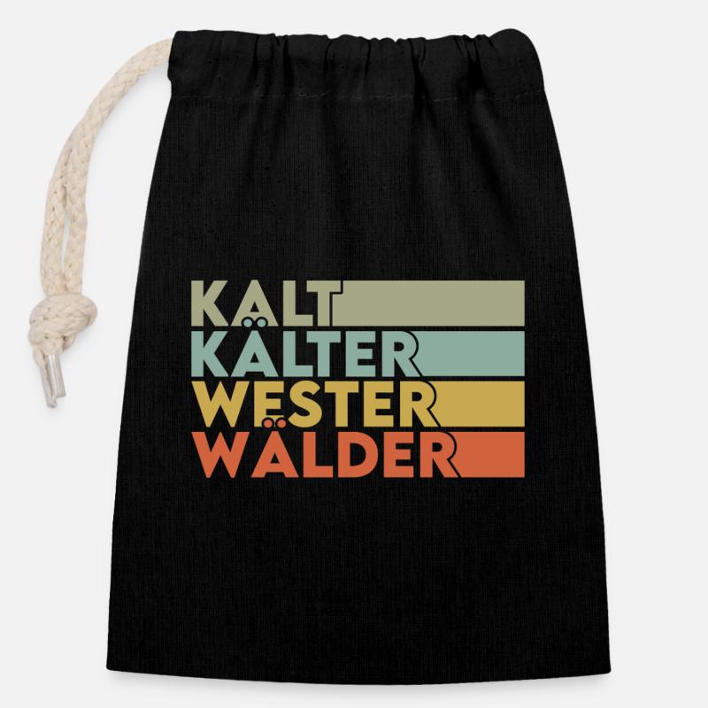 Kalt Kälter Westerwälder vintage Spruch - Verschließbarer Geschenkbeutel aus Baumwolle (14x20cm) - Schwarz