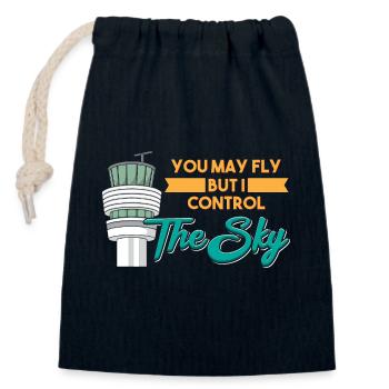 You May Fly But I Control The Sky - Closable cotton gift bag (14x20cm) - navy - Front