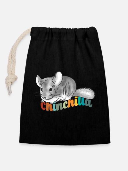 Chinchilla - Verschließbarer Geschenkbeutel aus Baumwolle (14x20cm) - Schwarz