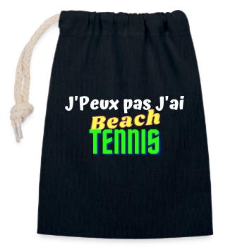 Jpeux pas jai beach tennis - Sac cadeau en coton avec cordon (14 x 20 cm) - bleu marine - Devant