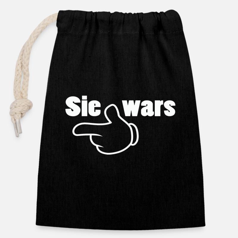 Sie wars Partnershirt Geschwister Zwillinge - Verschließbarer Geschenkbeutel aus Baumwolle (14x20cm) - Schwarz