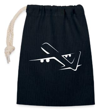 Avion - Sac cadeau en coton avec cordon (14 x 20 cm) - bleu marine - Devant