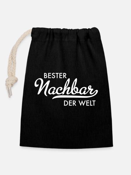 Bester Nachbar der welt - Verschließbarer Geschenkbeutel aus Baumwolle (14x20cm) - Schwarz