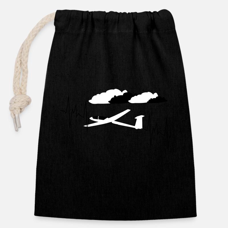 jantar planeur planeur planeur - Sac cadeau en coton avec cordon (14 x 20 cm) - noir