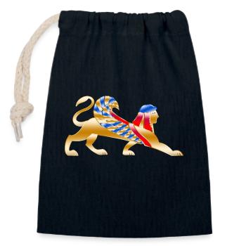 Dieux égyptiens anciens - Sac cadeau en coton avec cordon (14 x 20 cm) - bleu marine - Devant