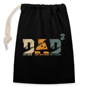 Dad of 2 kids twins gift - Closable cotton gift bag (14x20cm) - black - Front