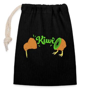 kiwi-oiseau kiwi - Sac cadeau en coton avec cordon (14 x 20 cm) - noir - Devant