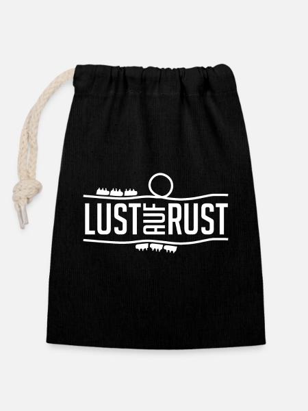 Lust auf Rust Achterbahn Spruch - Verschließbarer Geschenkbeutel aus Baumwolle (14x20cm) - Schwarz