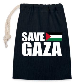 Save gaza - Closable cotton gift bag (14x20cm) - navy - Front