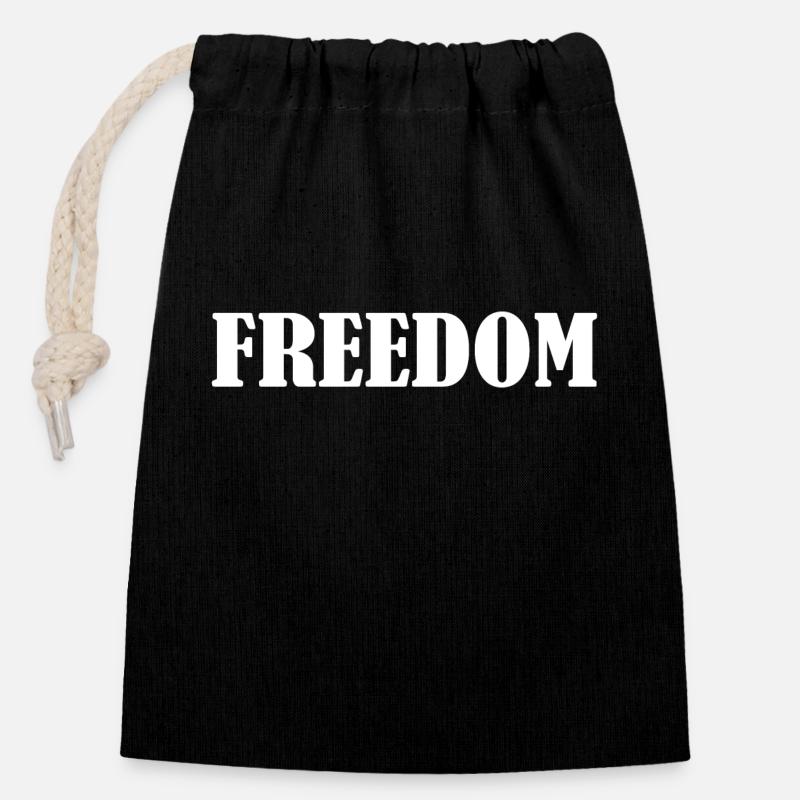 Freedom - Closable cotton gift bag (14x20cm) - black