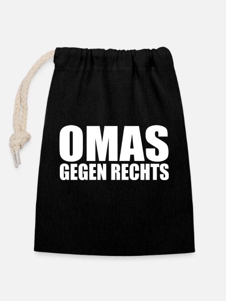Omas gegen rechts - Verschließbarer Geschenkbeutel aus Baumwolle (14x20cm) - Schwarz