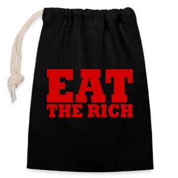 Eat the rich - Verschließbarer Geschenkbeutel aus Baumwolle (14x20cm) - Schwarz - Vorne