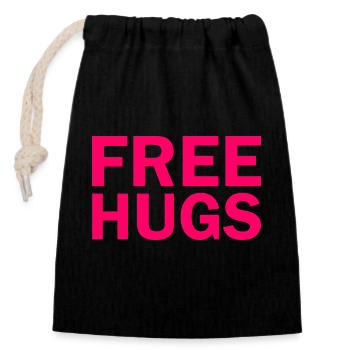 Free hugs - Verschließbarer Geschenkbeutel aus Baumwolle (14x20cm) - Schwarz - Vorne
