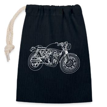 Caferacer Oldschool Biker T-Shirt - Sac cadeau en coton avec cordon (14 x 20 cm) - bleu marine - Devant