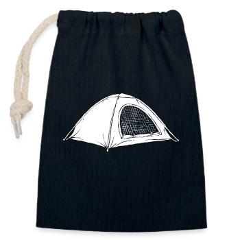 Tente de camping - Sac cadeau en coton avec cordon (14 x 20 cm) - bleu marine - Devant