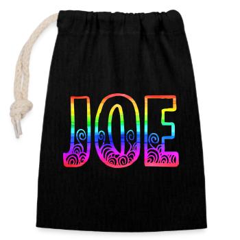 joe rs rainbow - Closable cotton gift bag (14x20cm) - black - Front