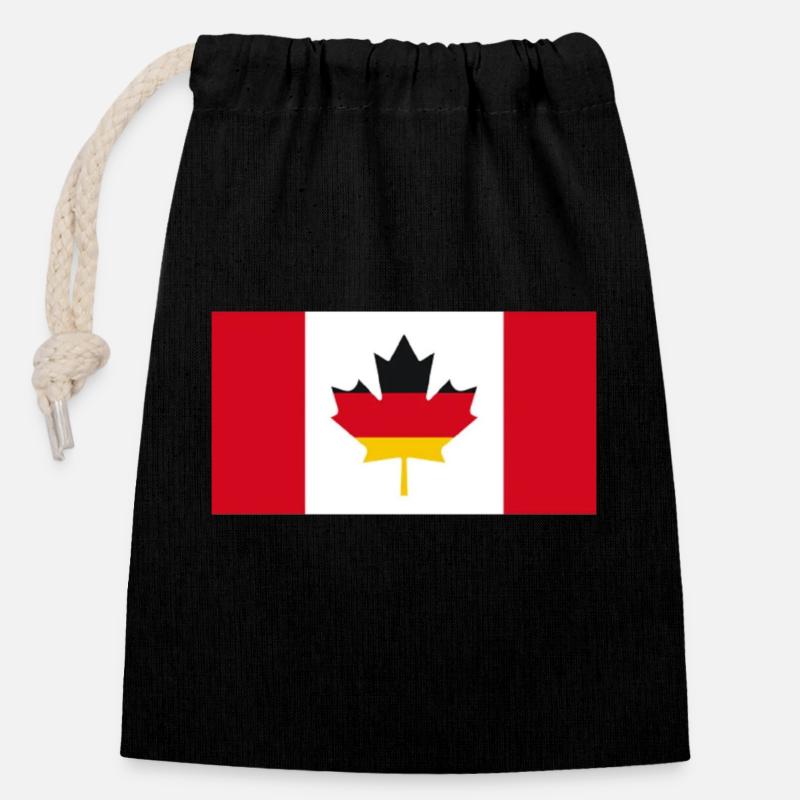 Drapeau germano-canadien de la feuille d’érable - Sac cadeau en coton avec cordon (14 x 20 cm) - noir