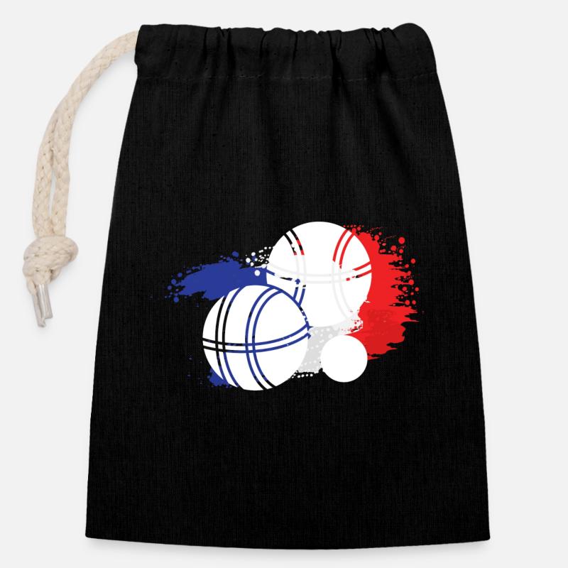 Pétanque - Sac cadeau en coton avec cordon (14 x 20 cm) - noir