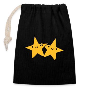 2 asterisk pairs - Closable cotton gift bag (14x20cm) - black - Front