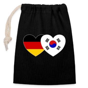 Allemagne Corée du Sud Drapeau Coeur - Sac cadeau en coton avec cordon (14 x 20 cm) - noir - Devant