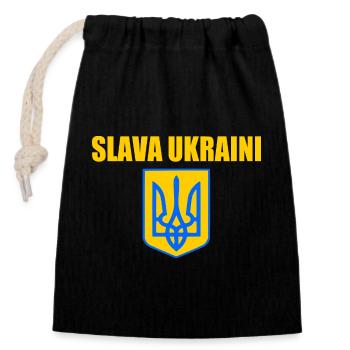 Slava ukraini - Closable cotton gift bag (14x20cm) - black - Front
