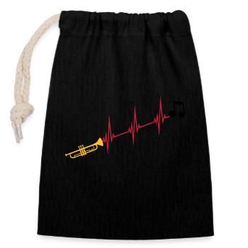 Note de musique trompette heartbeat - Sac cadeau en coton avec cordon (14 x 20 cm) - noir - Devant