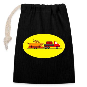 Truck - Closable cotton gift bag (14x20cm) - black - Front