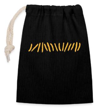 Row of French fries next to each other - Closable cotton gift bag (14x20cm) - black - Front