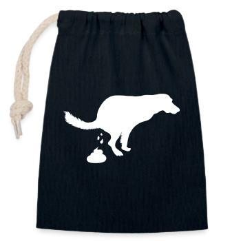 Screaming dog pooping dog - Closable cotton gift bag (14x20cm) - navy - Front