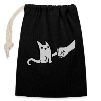 Fist Pump Brofist Cat - Closable cotton gift bag (14x20cm) - black - Front
