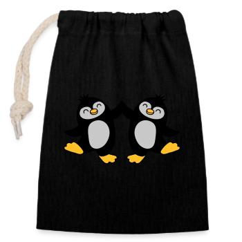 High Five Welcome Penguins - Closable cotton gift bag (14x20cm) - black - Front