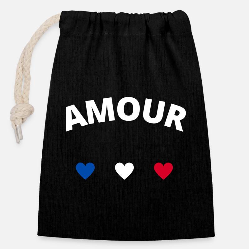 Love - Closable cotton gift bag (14x20cm) - black