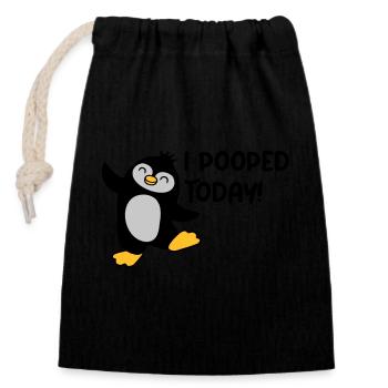 I pooped today Pinguin - Verschließbarer Geschenkbeutel aus Baumwolle (14x20cm) - Schwarz - Vorne