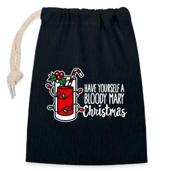 Christmas, Have yourself a bloody mary Christmas - Closable cotton gift bag (14x20cm) - navy - Front