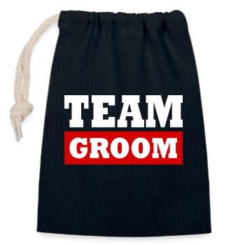 Team groom - Sac cadeau en coton avec cordon (14 x 20 cm) - bleu marine - Devant