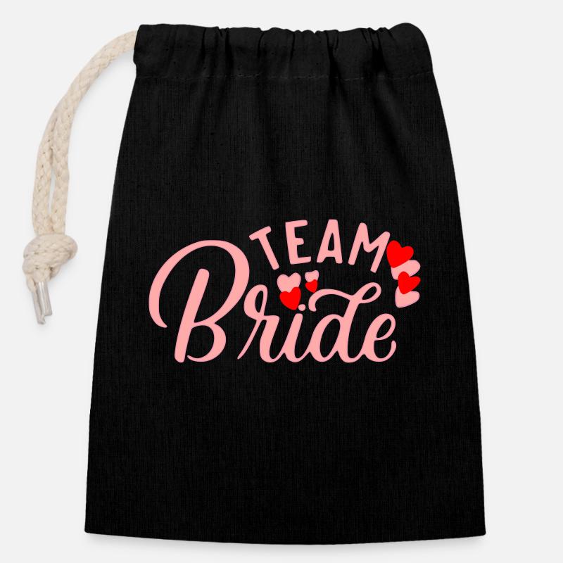 Team Bride - Verschließbarer Geschenkbeutel aus Baumwolle (14x20cm) - Schwarz