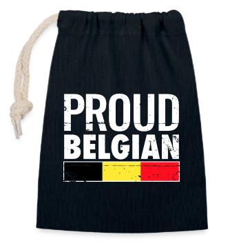 Proud Belgian Belgische Flagge - Verschließbarer Geschenkbeutel aus Baumwolle (14x20cm) - Navy - Vorne