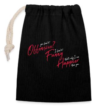 You find it offensive - Closable cotton gift bag (14x20cm) - black - Front